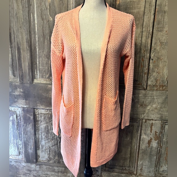Elegant boutique Peach Knit Cardigan duster - Picture 1 of 7